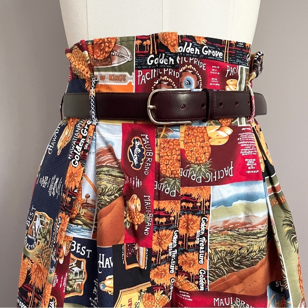 Handmade Hawaiian / Pineapple Postcard Print Paperbag Shorts - Medium - Picture 4 of 12